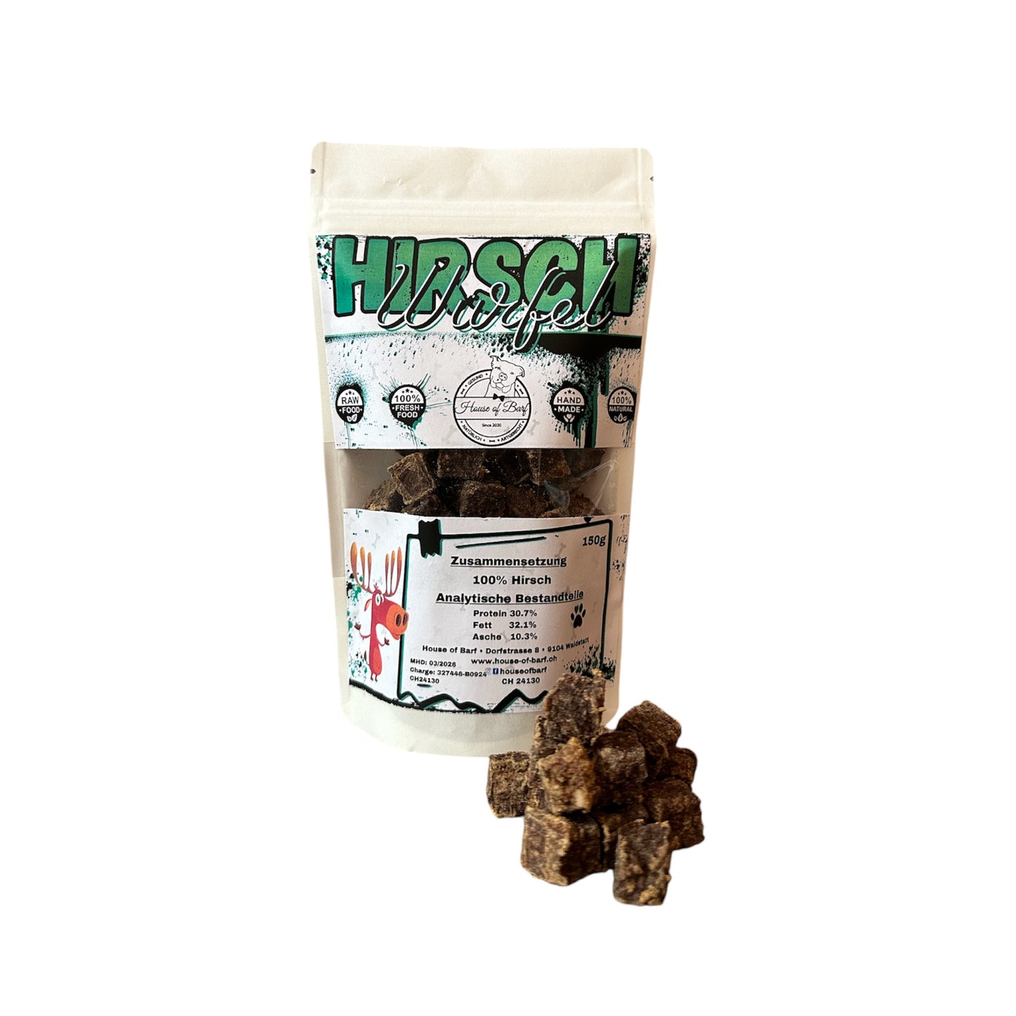 Hirsch Würfel - House of Barf - Hundefutter - BARF - Hundeshop