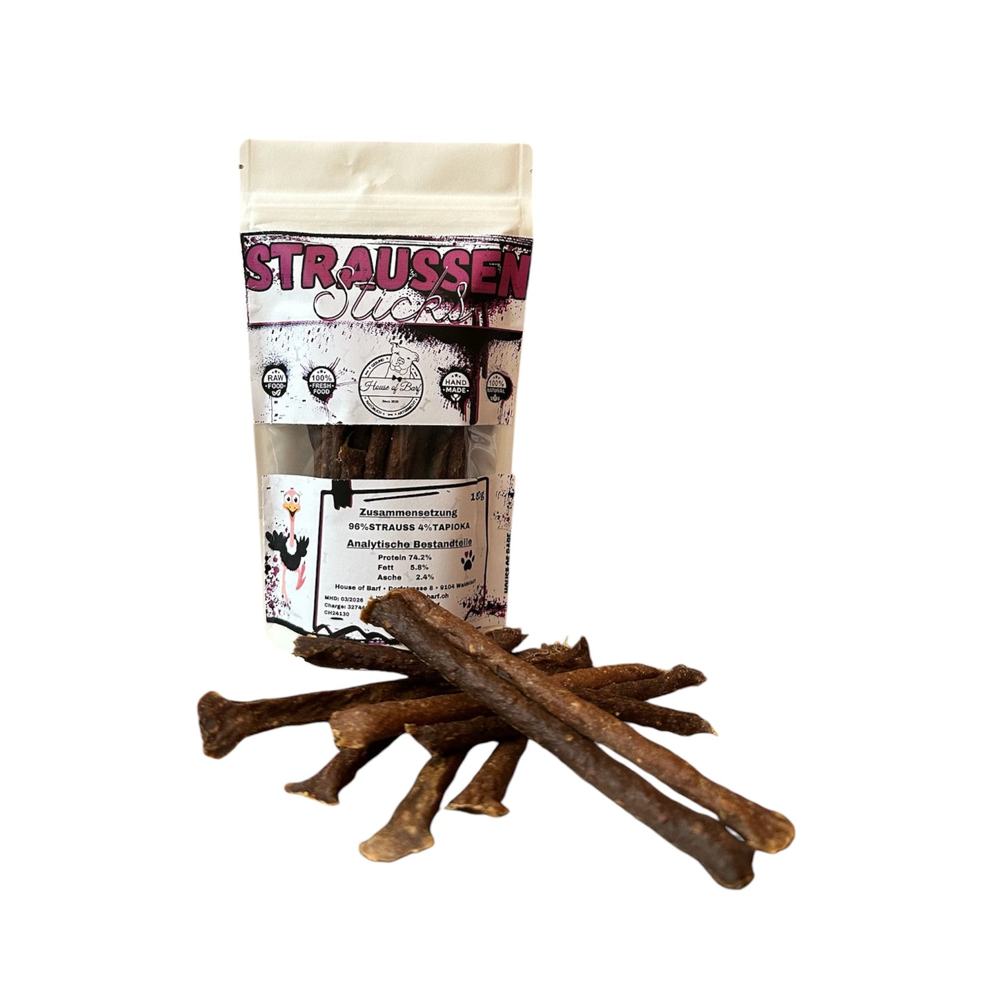 Straussen Sticks - House of Barf - Hundefutter - BARF - Hundeshop