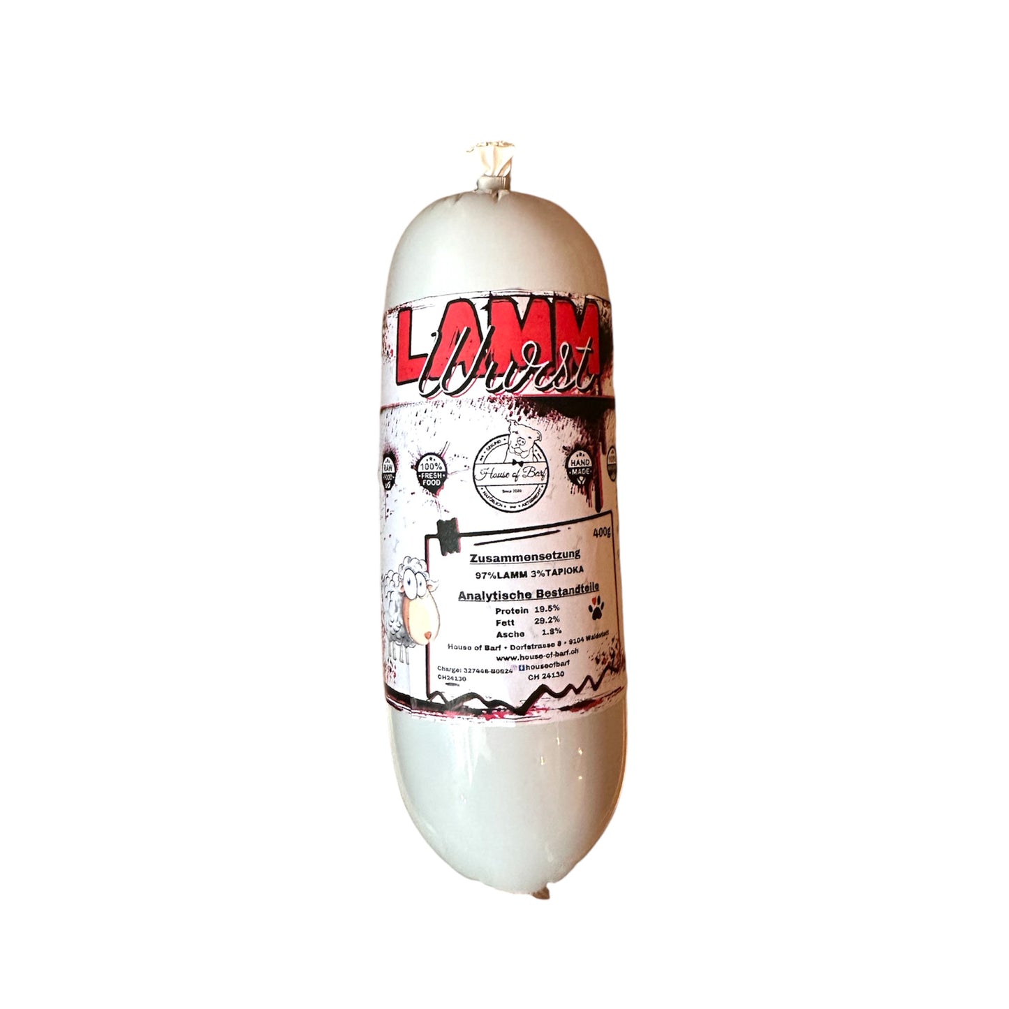 Hundewurst Lamm - House of Barf - Hundefutter - BARF - Hundeshop
