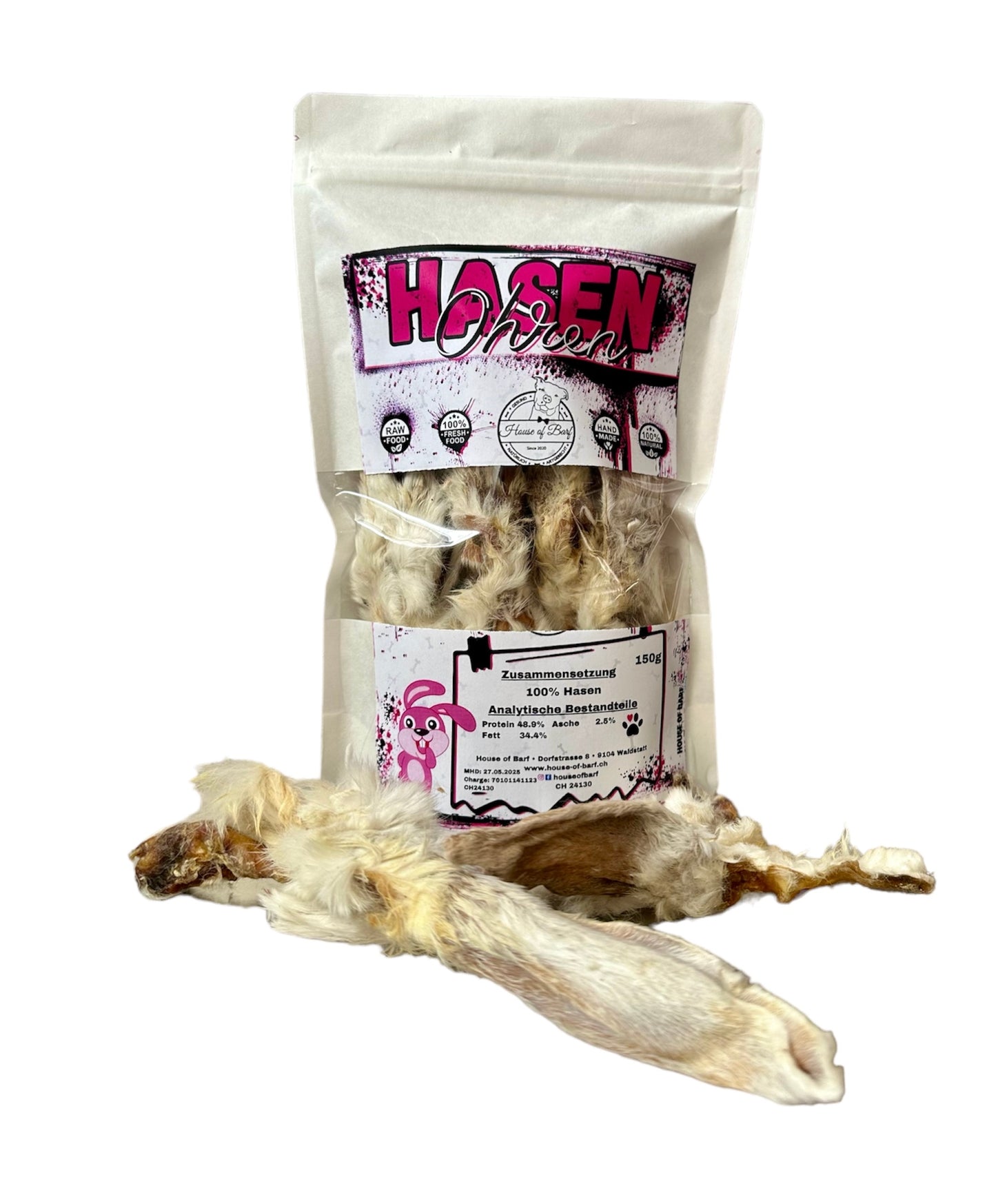 Hasenohren mit Fell - House of Barf - Hundefutter - BARF - Hundeshop