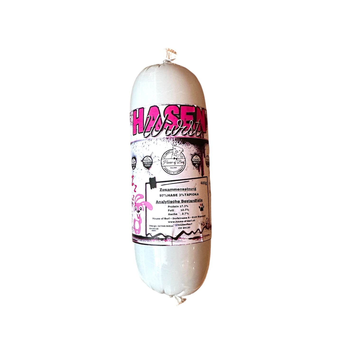 Hundewurst Kaninchen - House of Barf - Hundefutter - BARF - Hundeshop