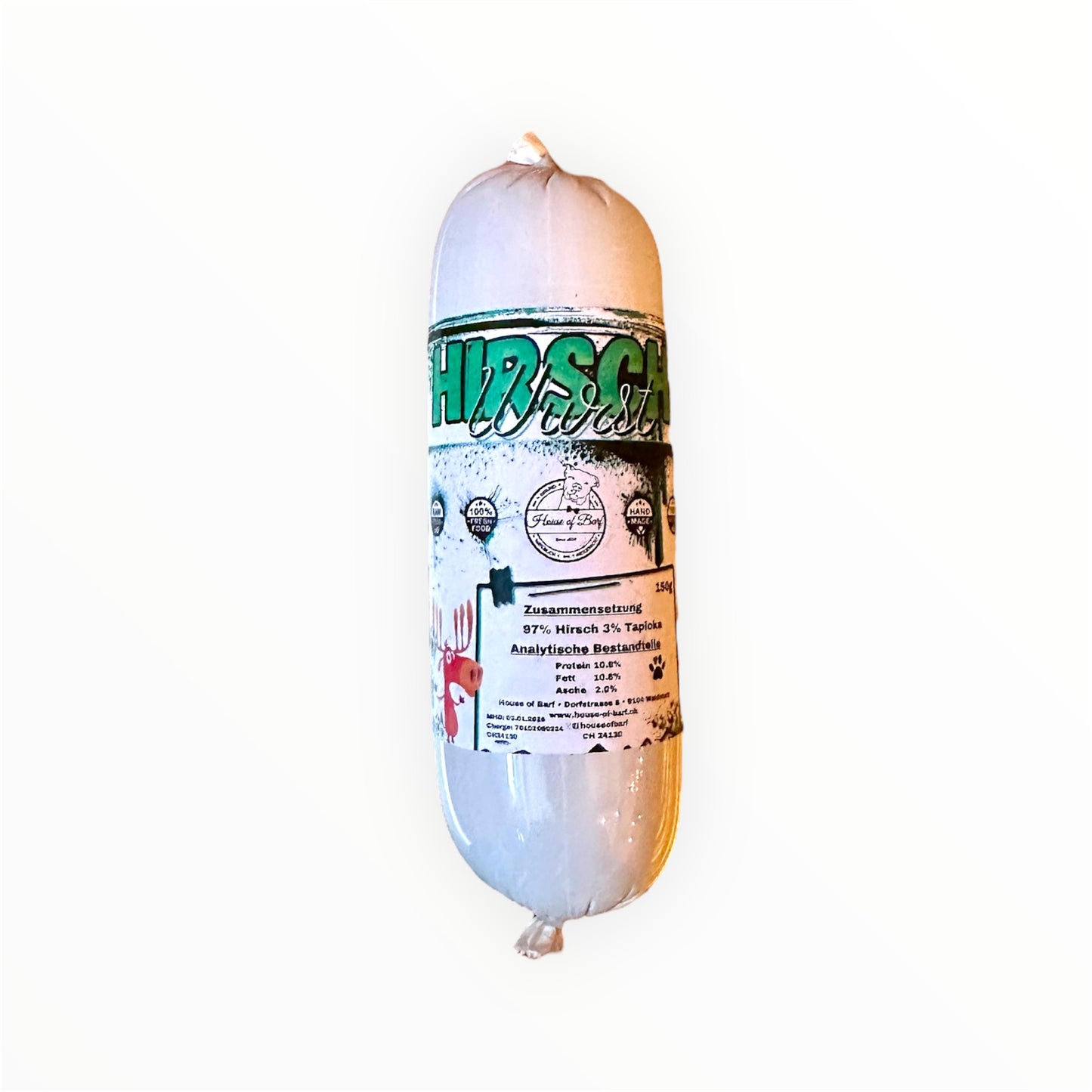 Hundewurst Hirsch - House of Barf - Hundefutter - BARF - Hundeshop