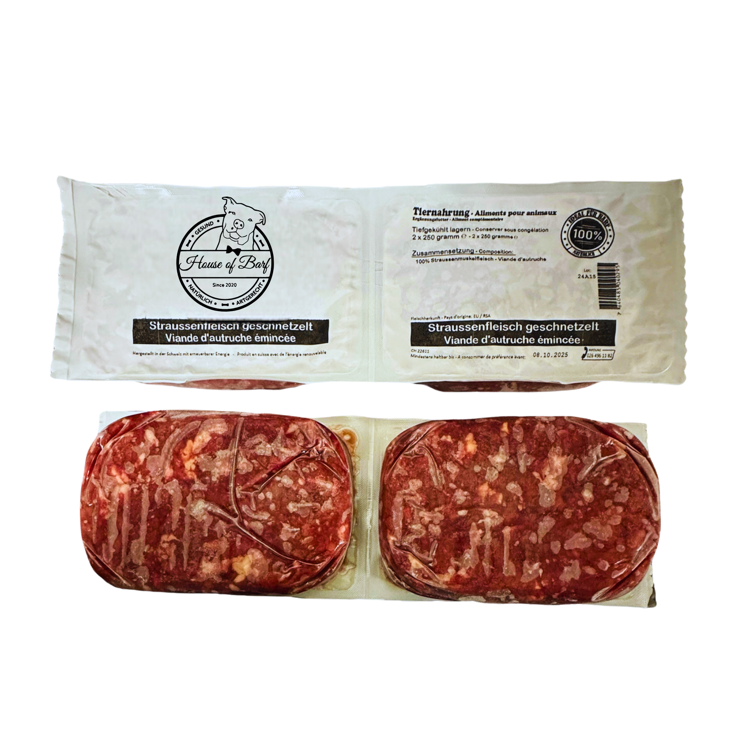 Straussenfleisch Gewolft - House of Barf - Hundefutter - BARF - Hundeshop
