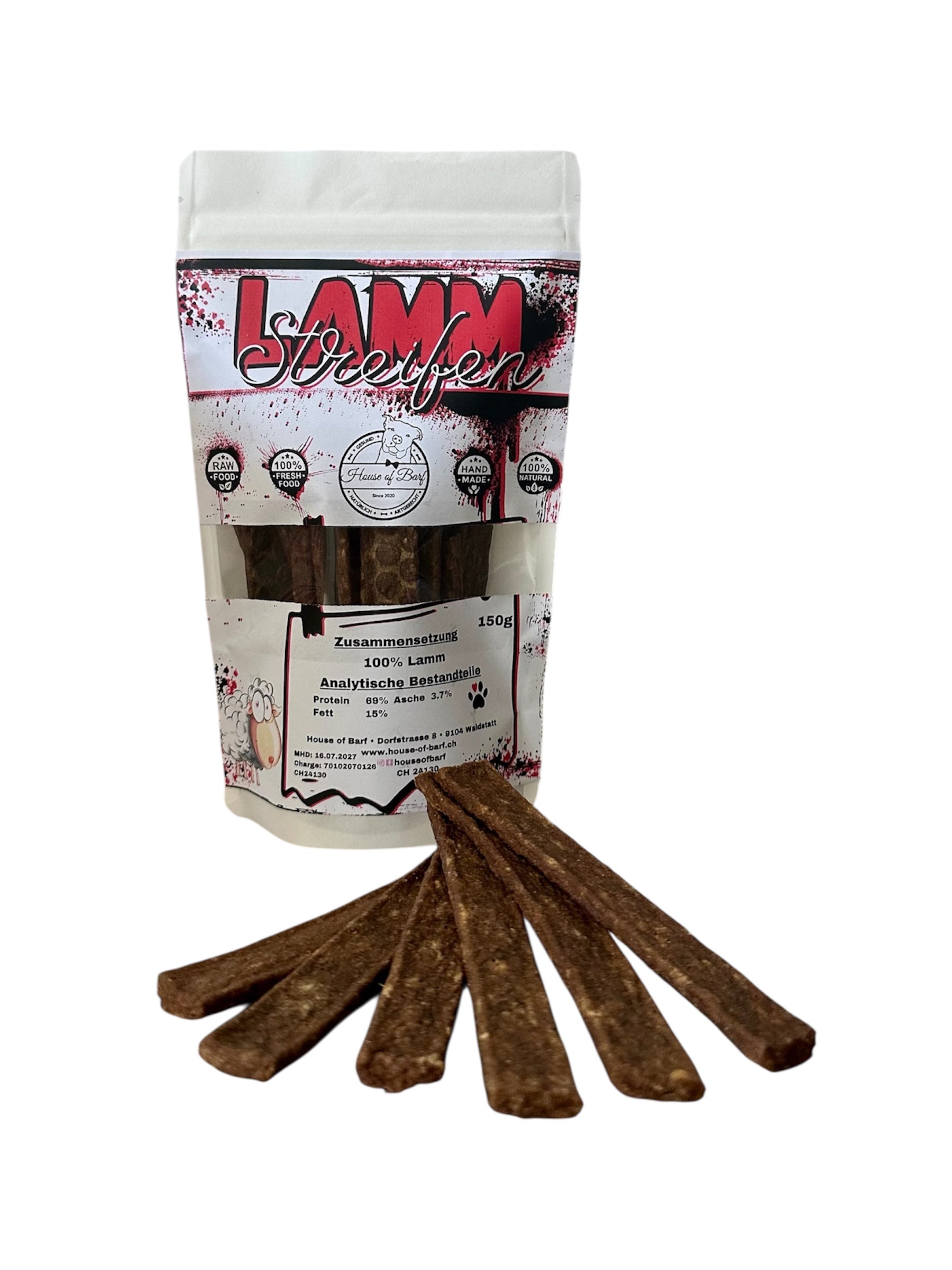 Lamm Fleisch Streifen - House of Barf - Hundefutter - BARF - Hundeshop